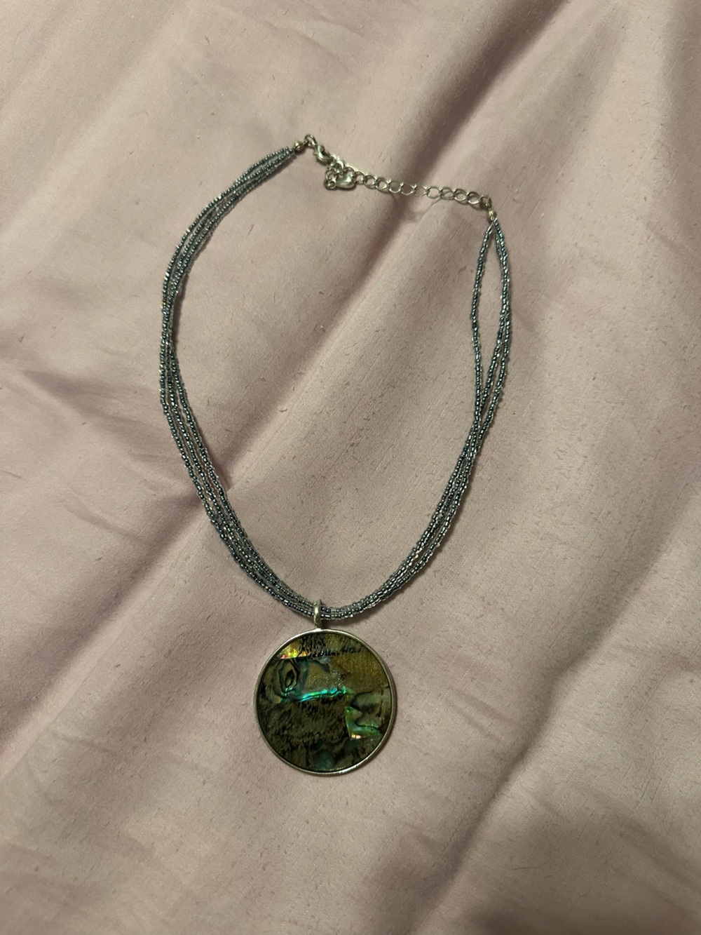Silver-Tone Multi-Strand Abalone Pendant Necklace
